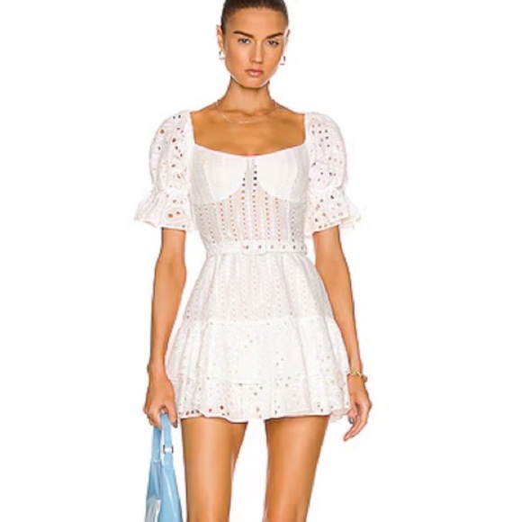 Charo Ruiz White Lace Mini Dress